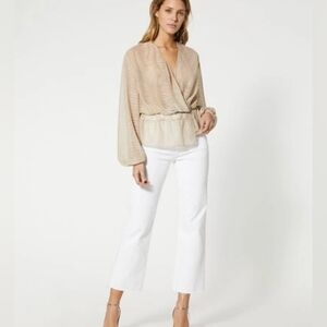 Iro Maryle Sheer Iridescent Gold Zebra Wrap Top Mob Wife Blouse Size 38 US 6 M